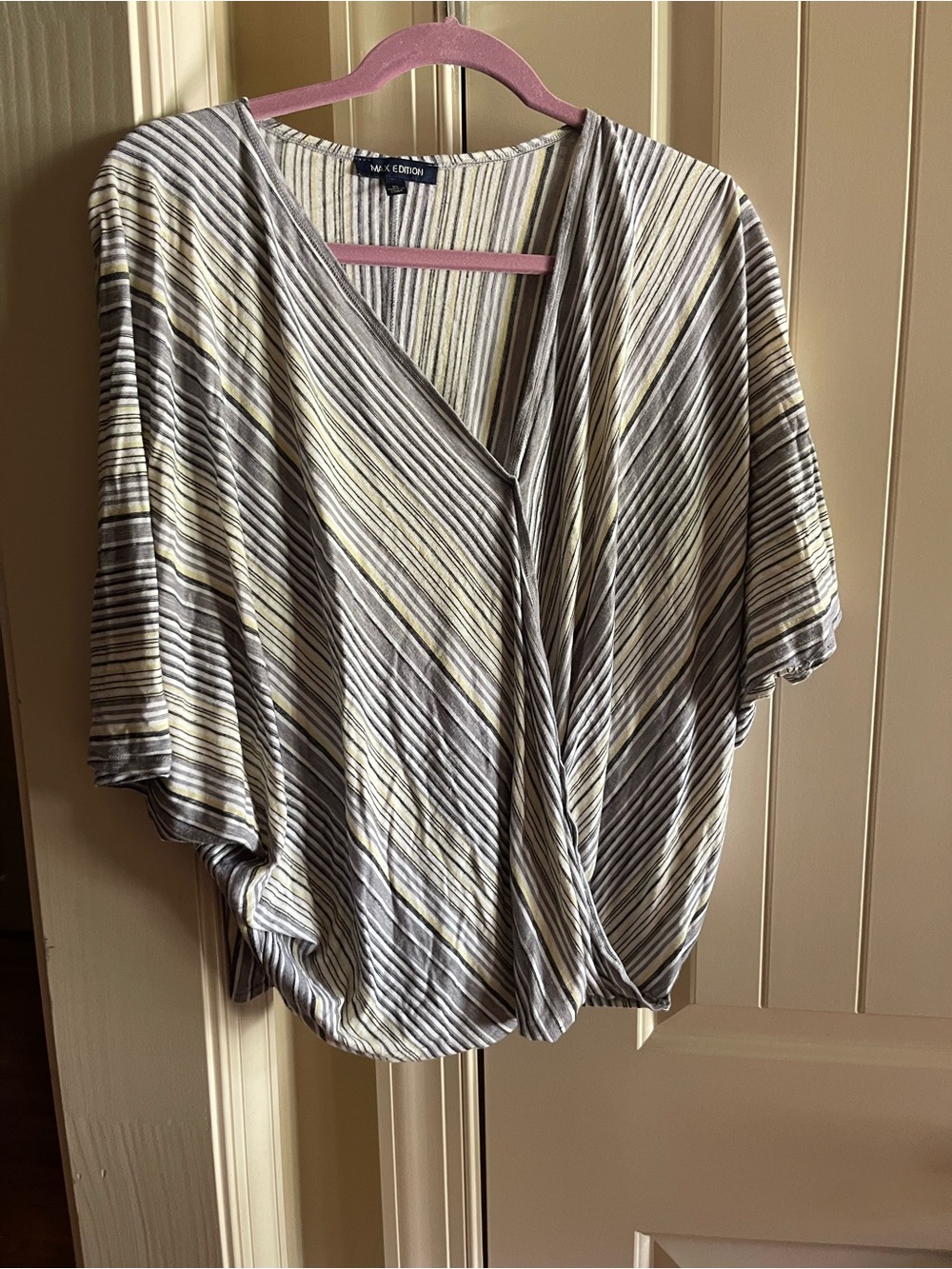 Max Studio Striped Wrap-Front Women’s Top